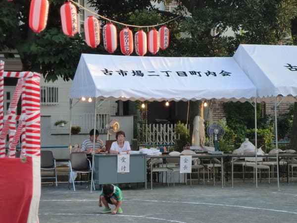 古市場二丁目町内会様 イベント集会テント(伸縮式)で設営した事例