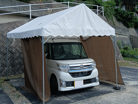 (有)花浦農園様 イベント集会テント(定番品)軒高200cmで設営した事例