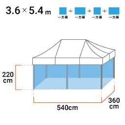 3.6m×5.4m×2.2m 寸法図