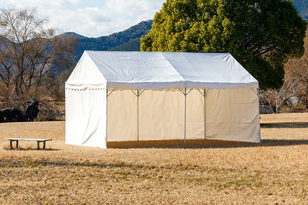 組立パイプテント 三方幕 軒高200cm