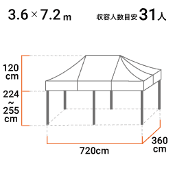 3.6m×7.2m 標準色天幕
