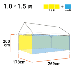 組立パイプテント 四方幕 軒高200cm | 日本テント